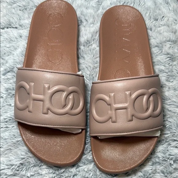 Jimmy Choo Powder Pink Leather Slides Sz 40 NWT Box & Dust bag - Picture 6 of 7